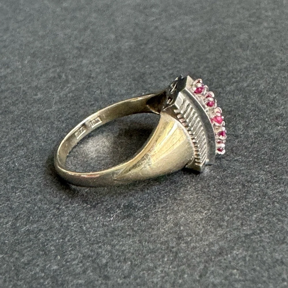Vintage 14k White Gold Ruby Ring‎ Art Deco MCM Real Gold Size 5